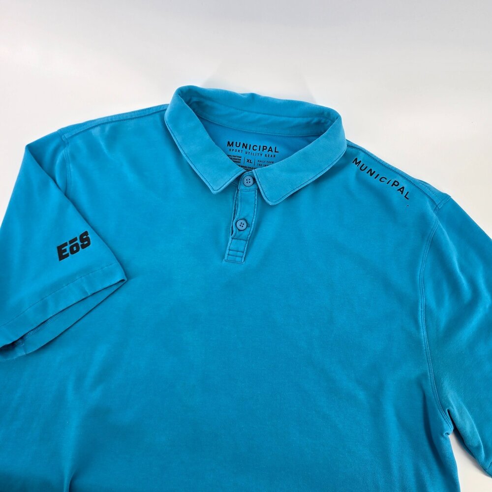 Municipal Sport Utility Gear Polo Shirt Mens Blue Performance Stretch Size XL